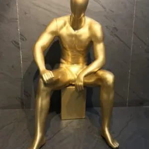 Gold Sitting Position Male Mannequin for Luxury Retail Display